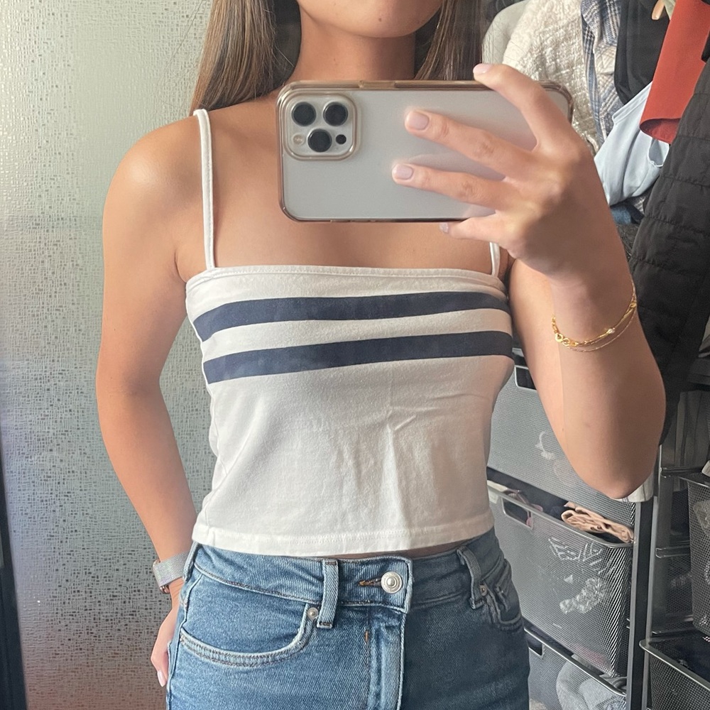 BRANDY MEVILLE STRAIGHT NECK CROP TANK